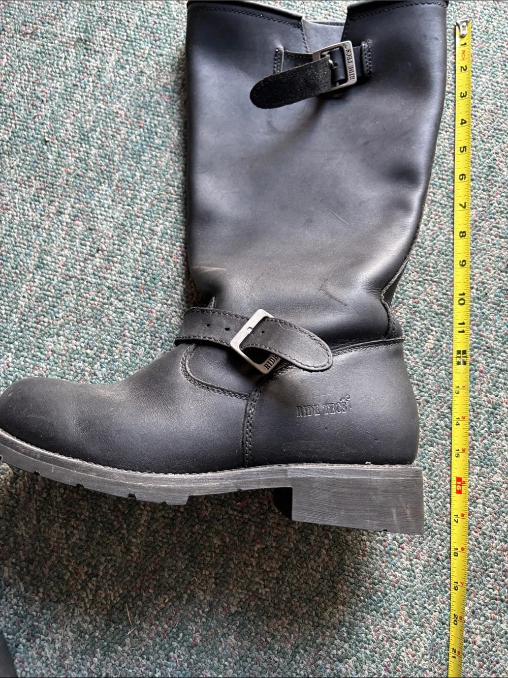 Black ride tecs steel toe Leather Men’s, Riders Boots.